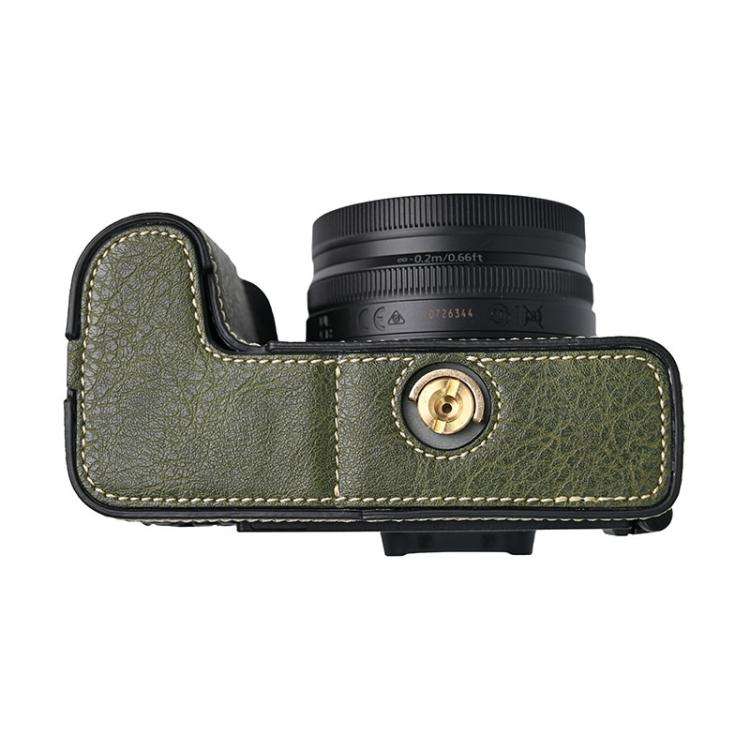 For Nikon Z50II Litchi Texture PU Leather Camera Half Case Base(Green)
