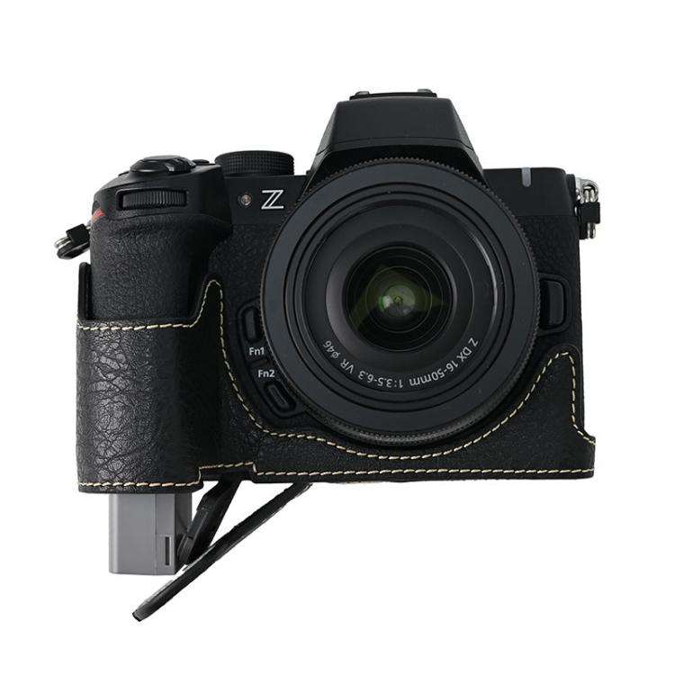 For Nikon Z50II Litchi Texture PU Leather Camera Half Case Base(Black)