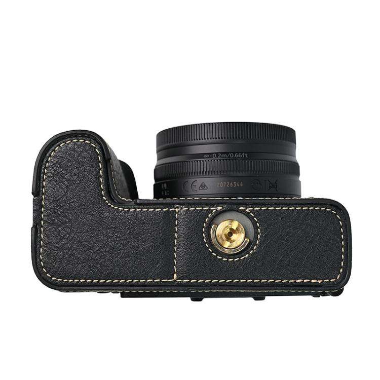 For Nikon Z50II Litchi Texture PU Leather Camera Half Case Base(Black)