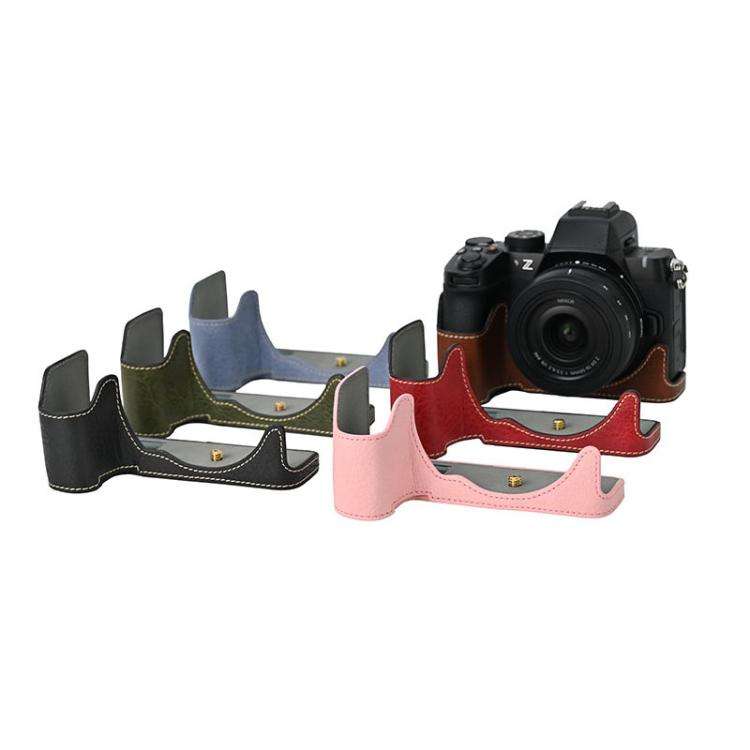For Nikon Z50II Litchi Texture PU Leather Camera Half Case Base(Coffee)