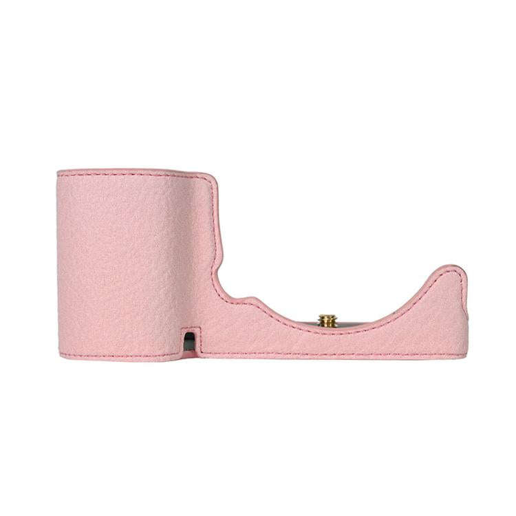 For Sony ZV-E10 Litchi Texture PU Leather Camera Half Case Base(Pink)