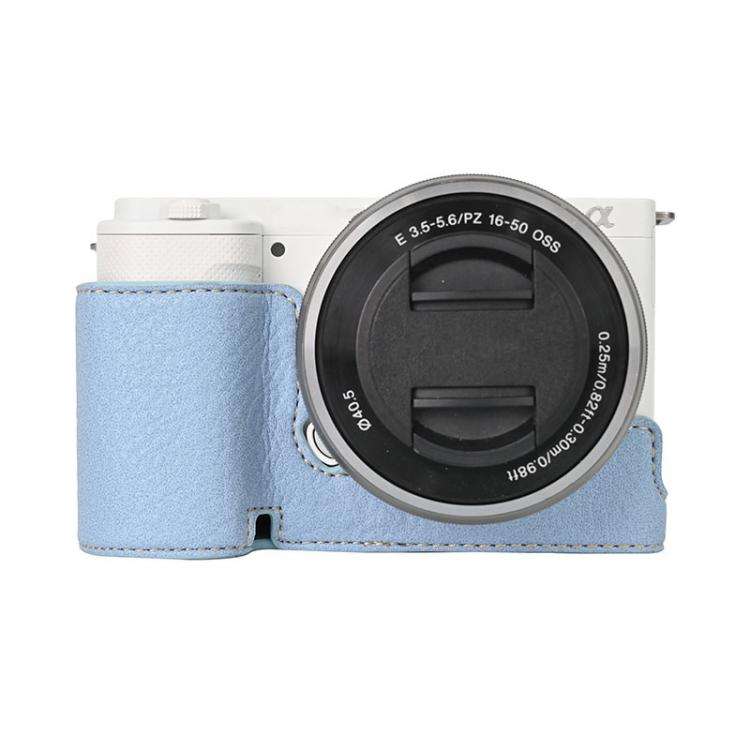 For Sony ZV-E10 Litchi Texture PU Leather Camera Half Case Base(Blue)