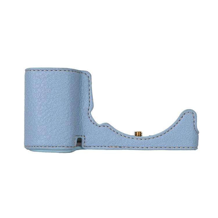 For Sony ZV-E10 Litchi Texture PU Leather Camera Half Case Base(Blue)