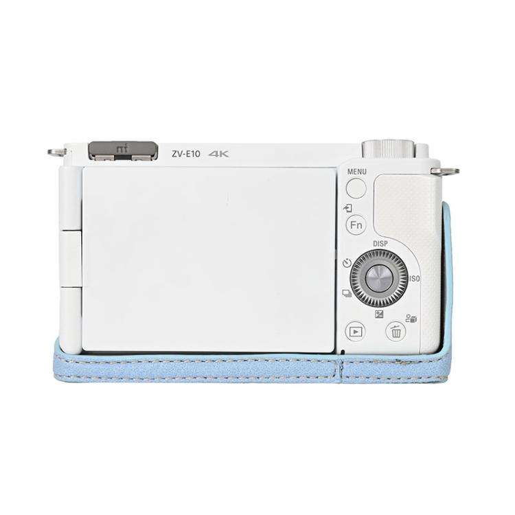 For Sony ZV-E10 Litchi Texture PU Leather Camera Half Case Base(Blue)