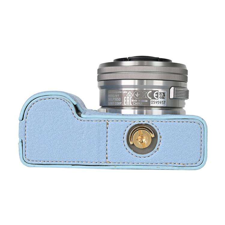 For Sony ZV-E10 Litchi Texture PU Leather Camera Half Case Base(Blue)