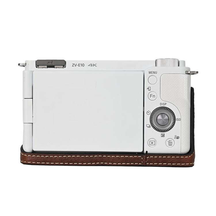 For Sony ZV-E10 Litchi Texture PU Leather Camera Half Case Base(Coffee)