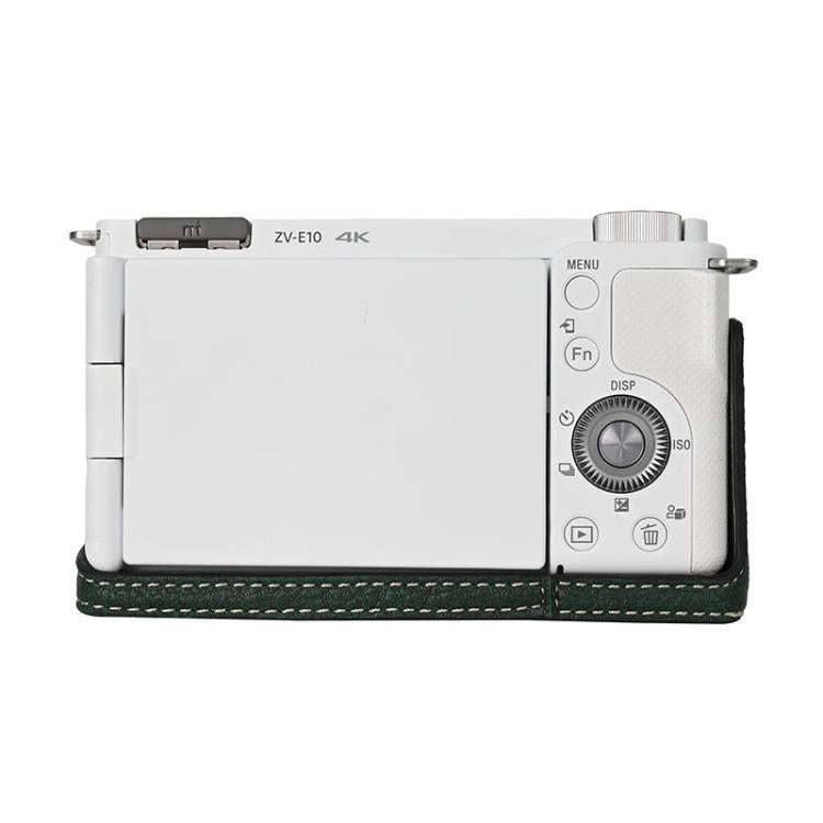 For Sony ZV-E10 Litchi Texture PU Leather Camera Half Case Base(Green)