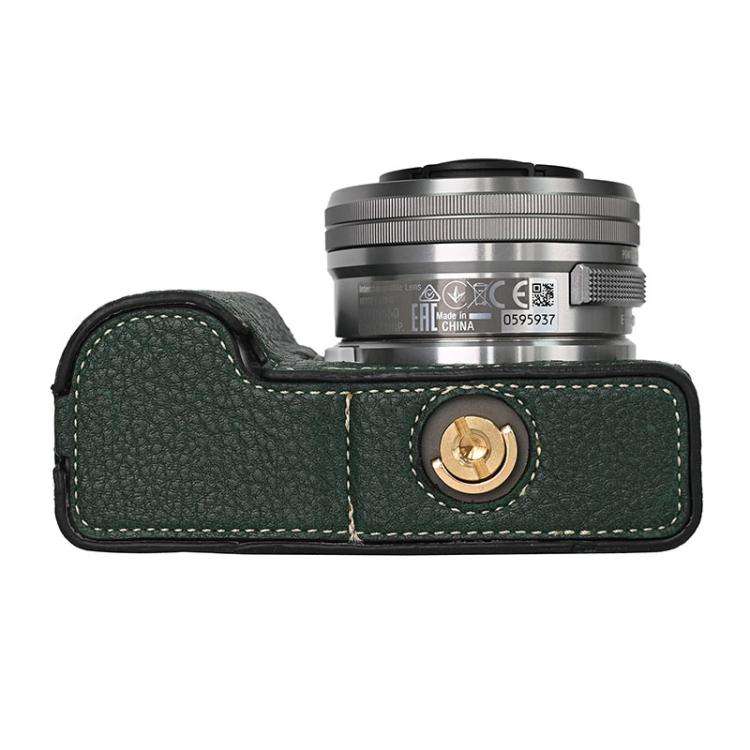 For Sony ZV-E10 Litchi Texture PU Leather Camera Half Case Base(Green)