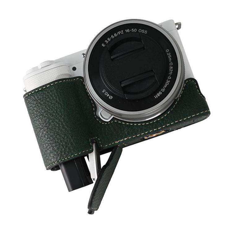 For Sony ZV-E10 Litchi Texture PU Leather Camera Half Case Base(Green)