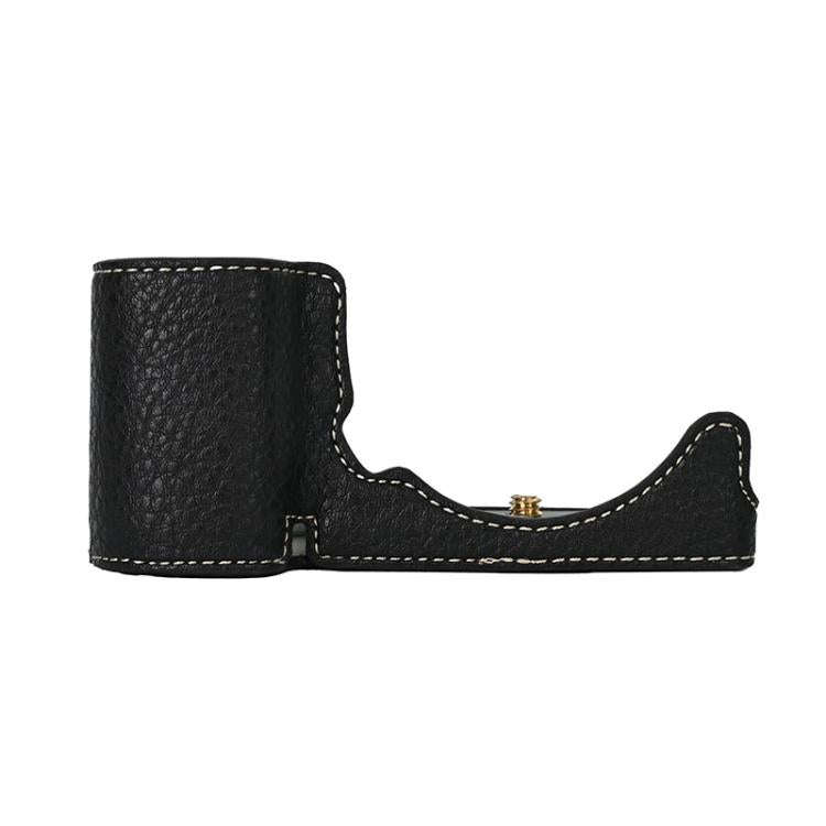 For Sony ZV-E10 Litchi Texture PU Leather Camera Half Case Base(Black)