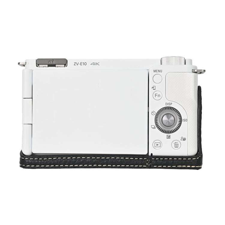For Sony ZV-E10 Litchi Texture PU Leather Camera Half Case Base(Black)