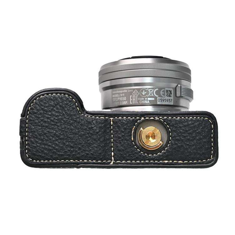 For Sony ZV-E10 Litchi Texture PU Leather Camera Half Case Base(Black)