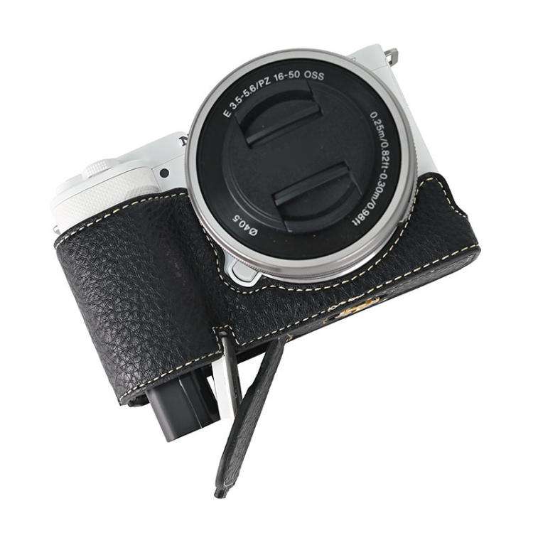 For Sony ZV-E10 Litchi Texture PU Leather Camera Half Case Base(Black)