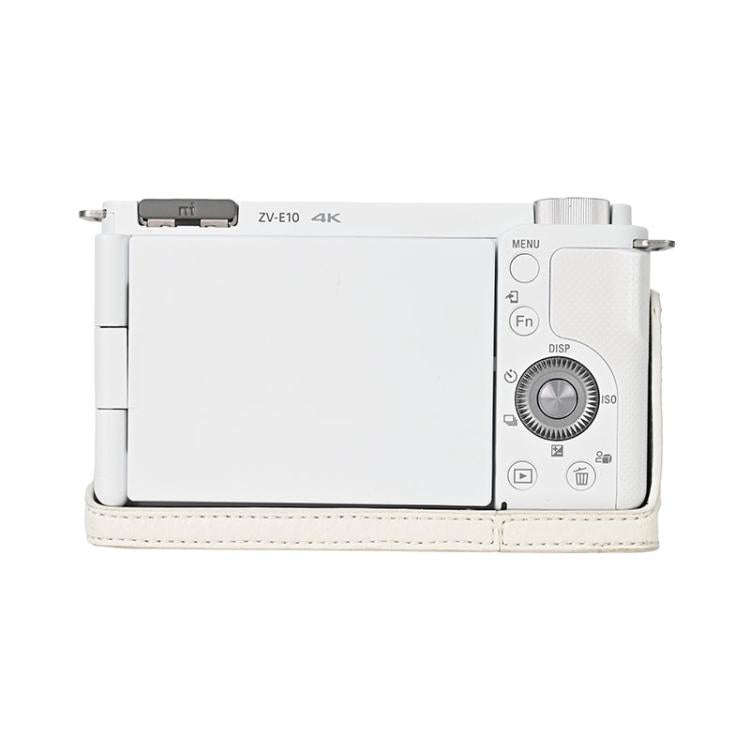 For Sony ZV-E10 Litchi Texture PU Leather Camera Half Case Base(White)