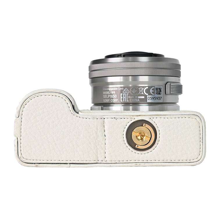 For Sony ZV-E10 Litchi Texture PU Leather Camera Half Case Base(White)
