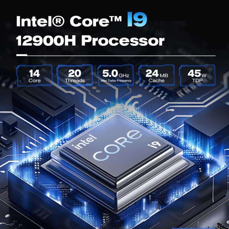 GXMO GH9 Windows 11 Mini PC, Intel Core i9 12900H Processor, Specification:32GB+1TB(EU Plug)