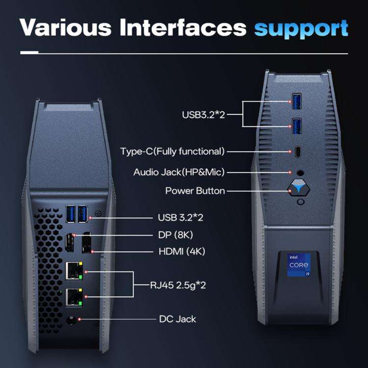 GXMO GH9 Windows 11 Mini PC, Intel Core i9 12900H Processor, Specification:32GB+1TB(AU Plug)