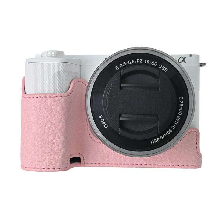 For Sony Alpha ZV-E10 II / ZV-E10M2 Litchi Texture PU Leather Camera Half Case Base(Pink)