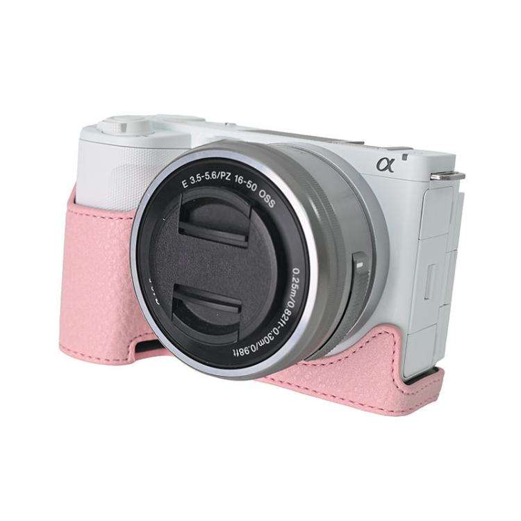 For Sony Alpha ZV-E10 II / ZV-E10M2 Litchi Texture PU Leather Camera Half Case Base(Pink)