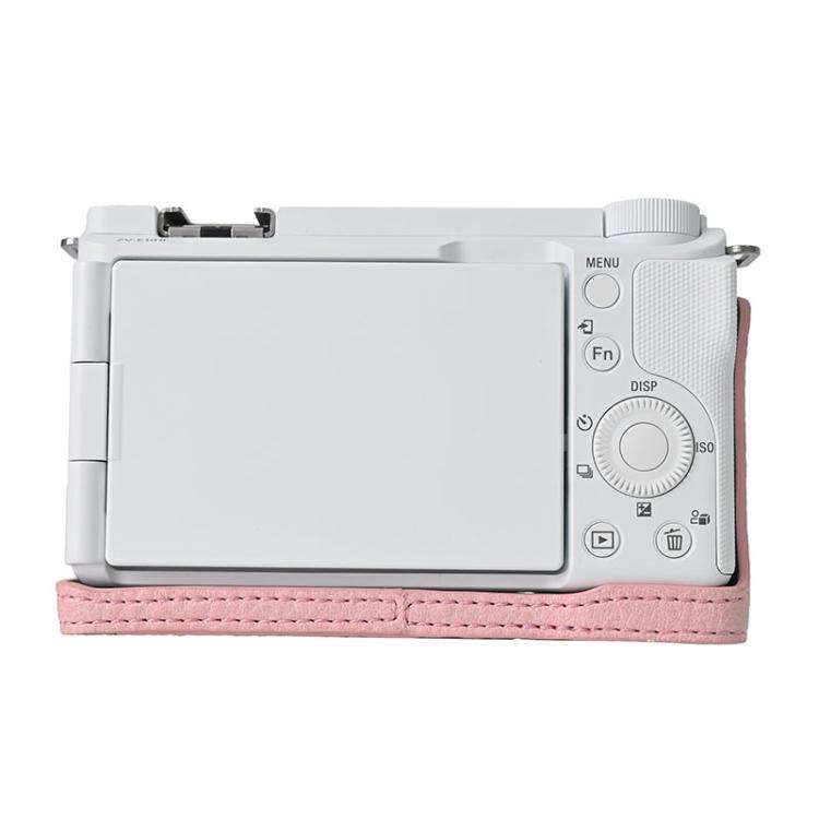 For Sony Alpha ZV-E10 II / ZV-E10M2 Litchi Texture PU Leather Camera Half Case Base(Pink)