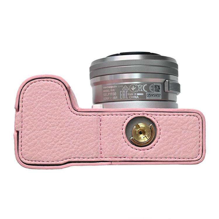 For Sony Alpha ZV-E10 II / ZV-E10M2 Litchi Texture PU Leather Camera Half Case Base(Pink)