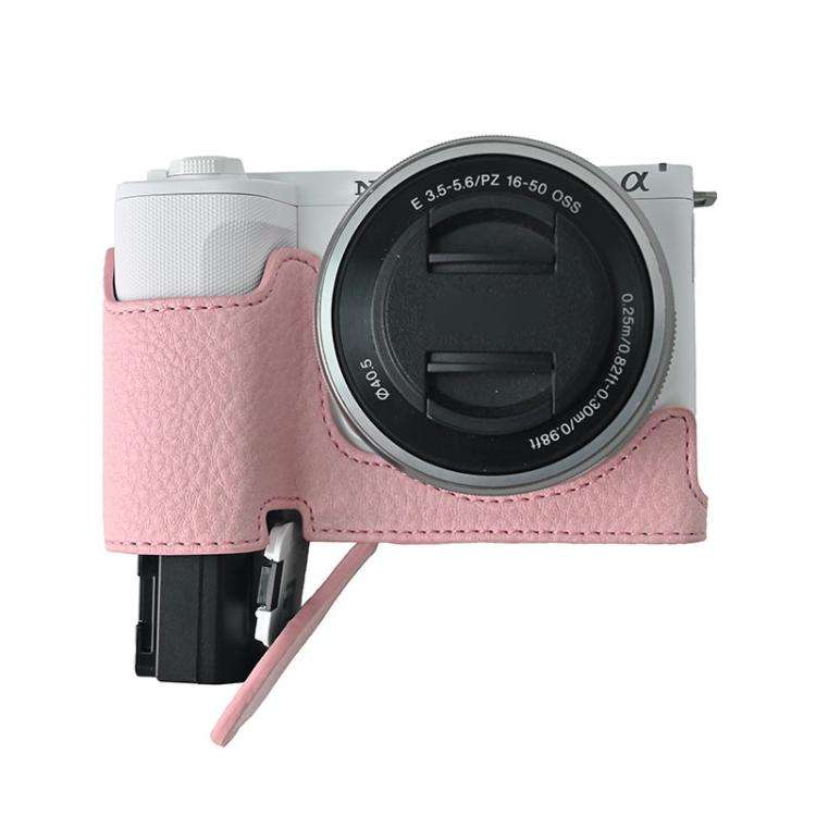 For Sony Alpha ZV-E10 II / ZV-E10M2 Litchi Texture PU Leather Camera Half Case Base(Pink)