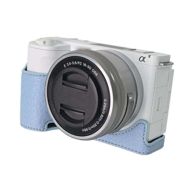 For Sony Alpha ZV-E10 II / ZV-E10M2 Litchi Texture PU Leather Camera Half Case Base(Blue)