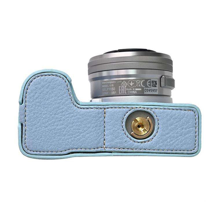 For Sony Alpha ZV-E10 II / ZV-E10M2 Litchi Texture PU Leather Camera Half Case Base(Blue)