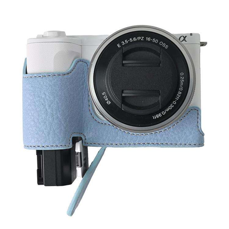 For Sony Alpha ZV-E10 II / ZV-E10M2 Litchi Texture PU Leather Camera Half Case Base(Blue)
