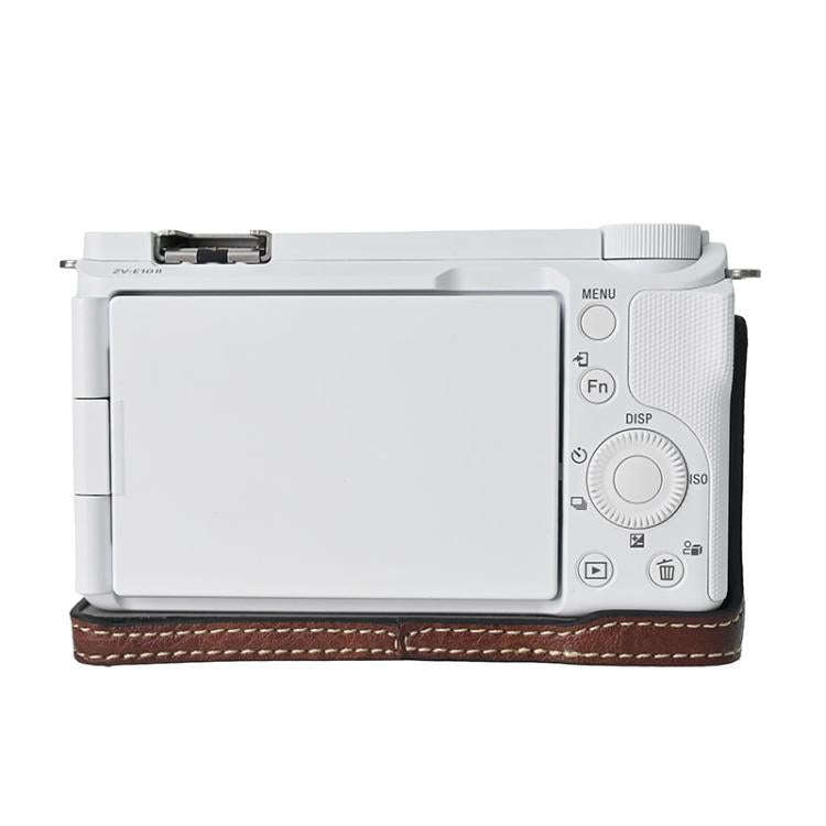 For Sony Alpha ZV-E10 II / ZV-E10M2 Litchi Texture PU Leather Camera Half Case Base(Coffee)