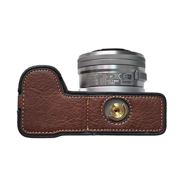 For Sony Alpha ZV-E10 II / ZV-E10M2 Litchi Texture PU Leather Camera Half Case Base(Coffee)