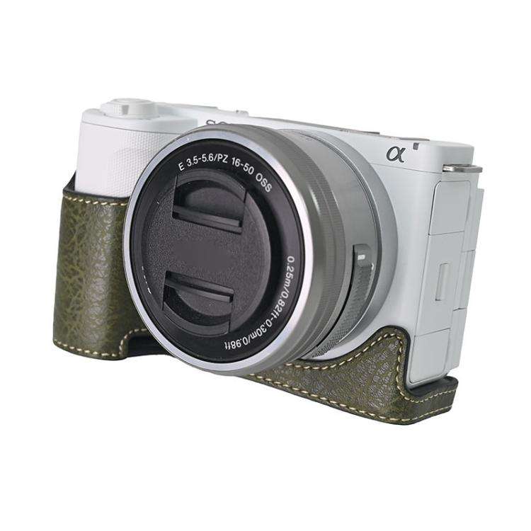 For Sony Alpha ZV-E10 II / ZV-E10M2 Litchi Texture PU Leather Camera Half Case Base(Green)
