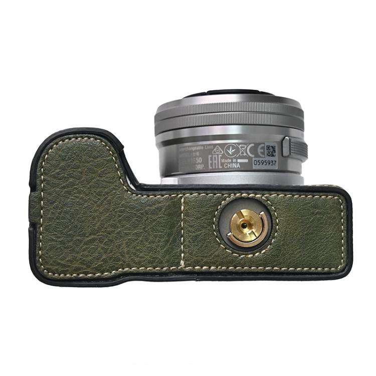 For Sony Alpha ZV-E10 II / ZV-E10M2 Litchi Texture PU Leather Camera Half Case Base(Green)