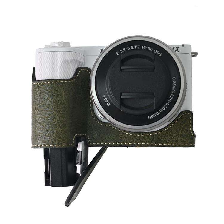 For Sony Alpha ZV-E10 II / ZV-E10M2 Litchi Texture PU Leather Camera Half Case Base(Green)