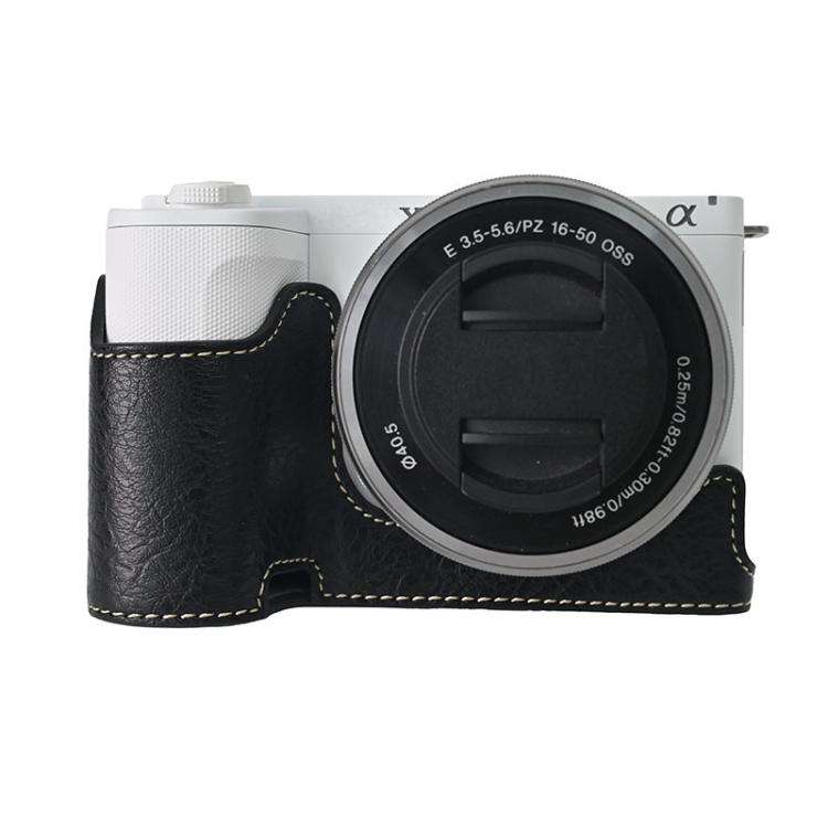 For Sony Alpha ZV-E10 II / ZV-E10M2 Litchi Texture PU Leather Camera Half Case Base(Black)