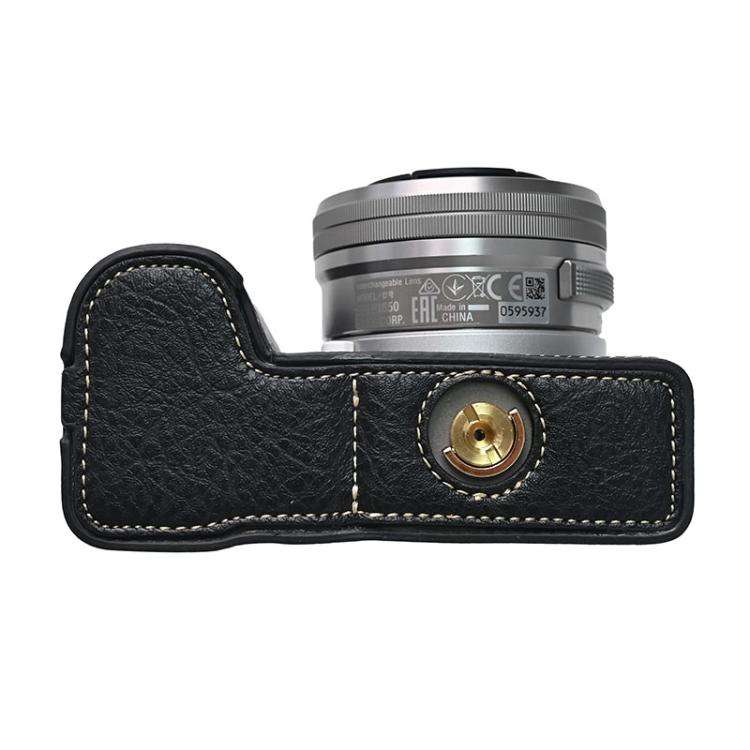 For Sony Alpha ZV-E10 II / ZV-E10M2 Litchi Texture PU Leather Camera Half Case Base(Black)