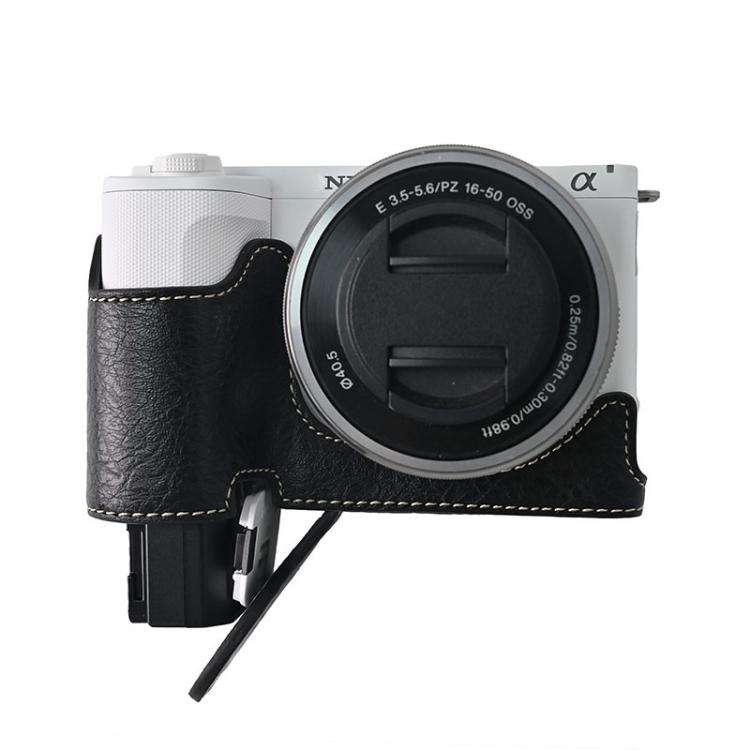 For Sony Alpha ZV-E10 II / ZV-E10M2 Litchi Texture PU Leather Camera Half Case Base(Black)