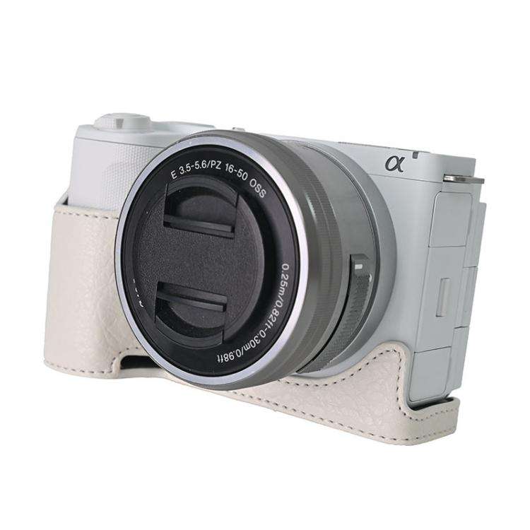 For Sony Alpha ZV-E10 II / ZV-E10M2 Litchi Texture PU Leather Camera Half Case Base(White)