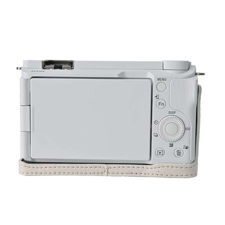 For Sony Alpha ZV-E10 II / ZV-E10M2 Litchi Texture PU Leather Camera Half Case Base(White)