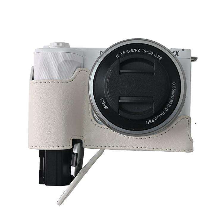 For Sony Alpha ZV-E10 II / ZV-E10M2 Litchi Texture PU Leather Camera Half Case Base(White)