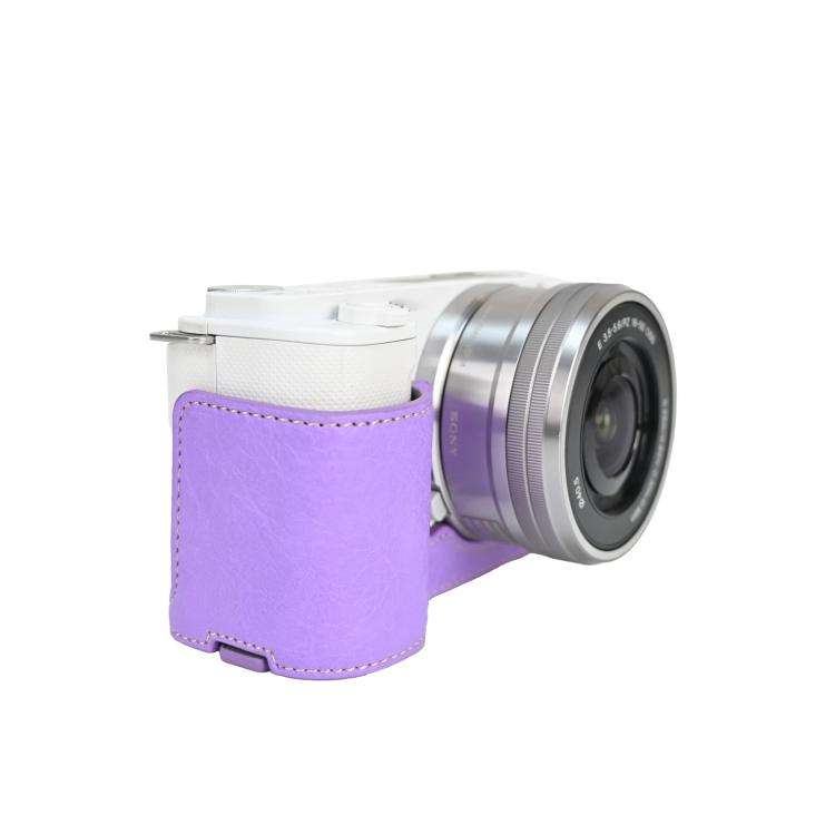 For Sony Alpha ZV-E10 II / ZV-E10M2 Litchi Texture PU Leather Camera Half Case Base(Purple)