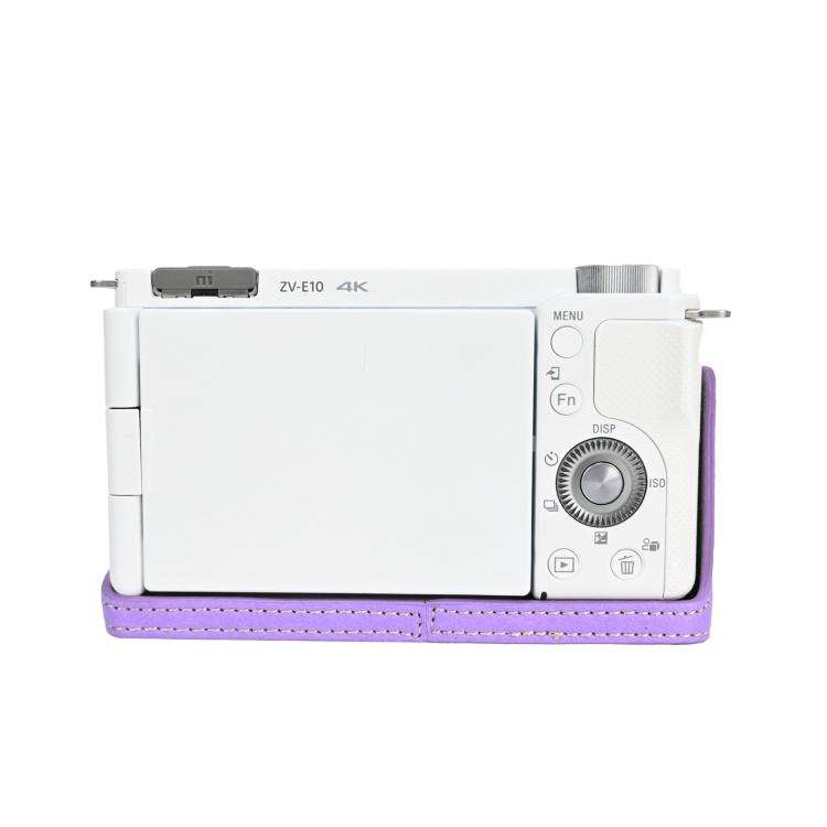 For Sony Alpha ZV-E10 II / ZV-E10M2 Litchi Texture PU Leather Camera Half Case Base(Purple)