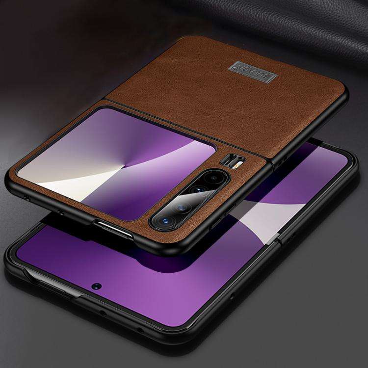 For Huawei Pura X SULADA Shockproof TPU Hybrid Handmade Leather Phone Case(Brown)