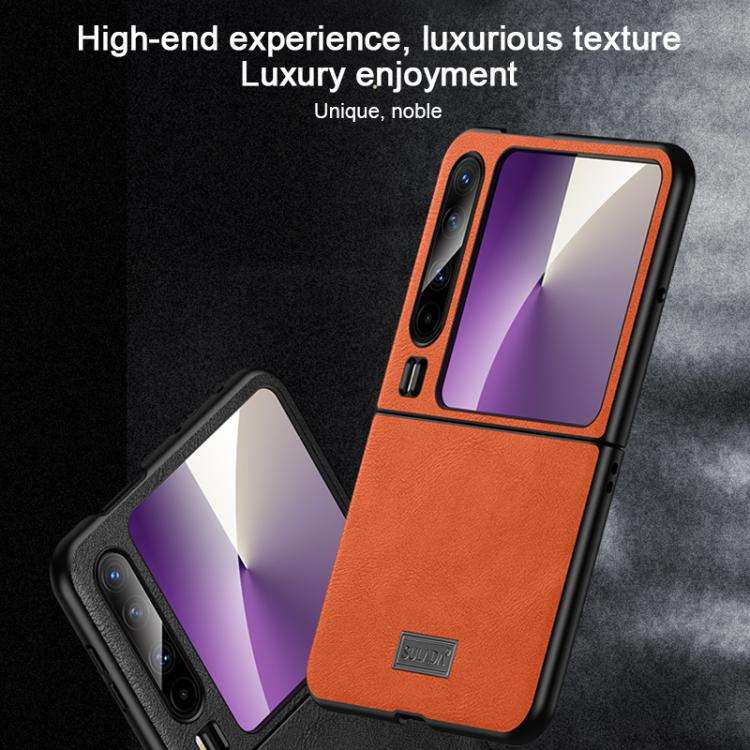 For Huawei Pura X SULADA Shockproof TPU Hybrid Handmade Leather Phone Case(Brown)