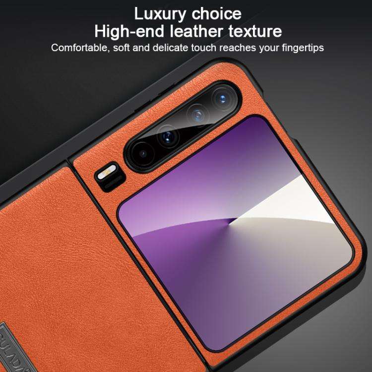 For Huawei Pura X SULADA Shockproof TPU Hybrid Handmade Leather Phone Case(Orange)