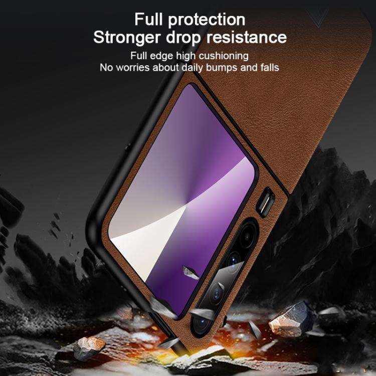For Huawei Pura X SULADA Shockproof TPU Hybrid Handmade Leather Phone Case(Brown)