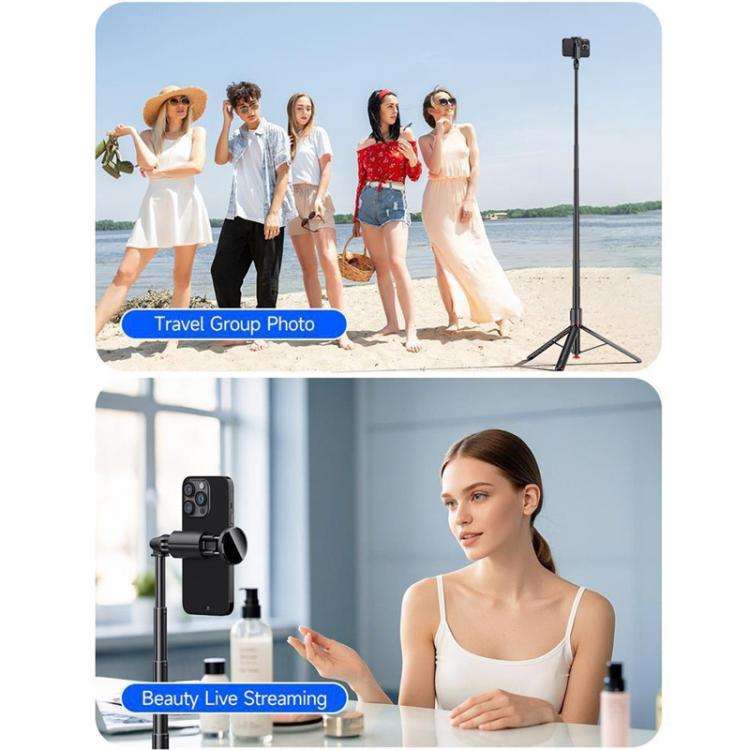 TT01 1.77m All-in-one Auto Pop Open Tripod Magnetic Remote Selfie Stick(Black)