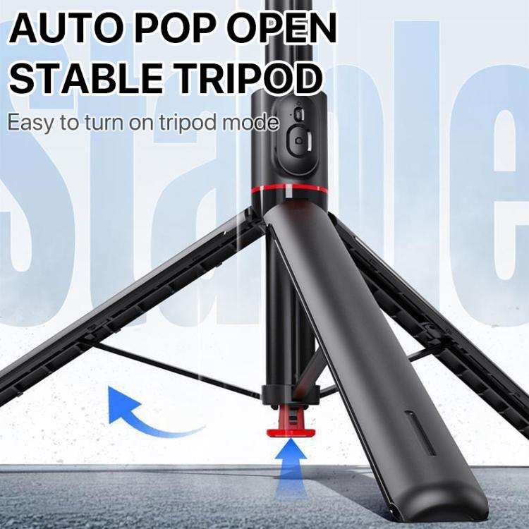 TT01 1.77m All-in-one Auto Pop Open Tripod Magnetic Remote Selfie Stick(Black)