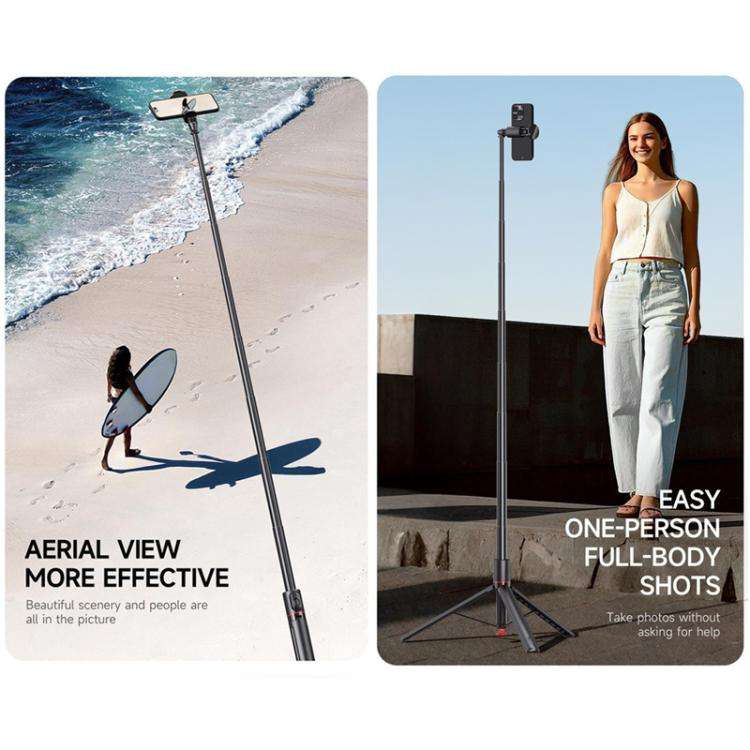 TT01 1.77m All-in-one Auto Pop Open Tripod Magnetic Remote Selfie Stick(Black)