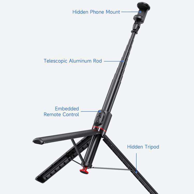 TT01 1.77m All-in-one Auto Pop Open Tripod Magnetic Remote Selfie Stick(Black)